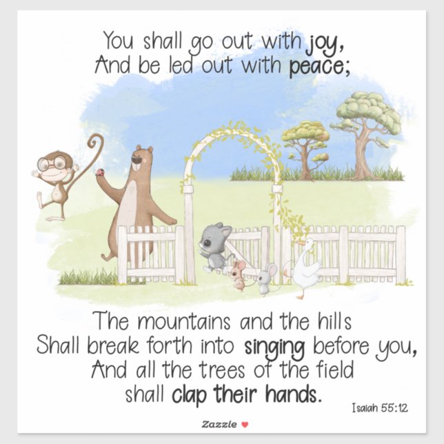 Adesivo Você Sairá Com Joy Isaiah 55:12 (Folha)