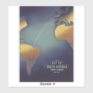 Adesivo Voe para a América do Sul a partir da Europa mapa
