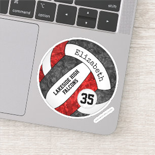 Adesivo vôlei negra vermelha vôlei w nome mascote escolar