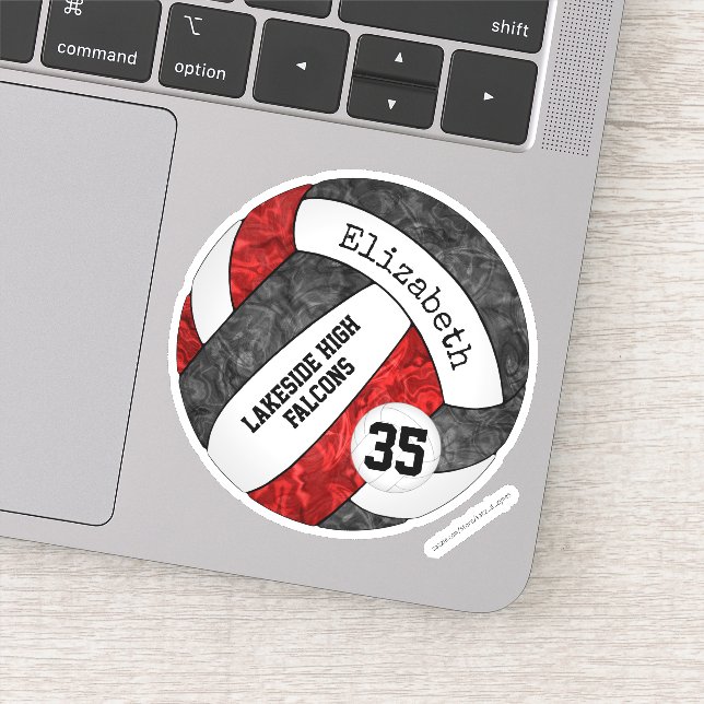 Adesivo vôlei negra vermelha vôlei w nome mascote escolar (Detalhe)