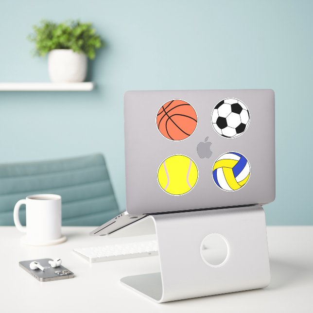 Adesivo Voleibol de tênis de futebol popular (Laptop na mesa)