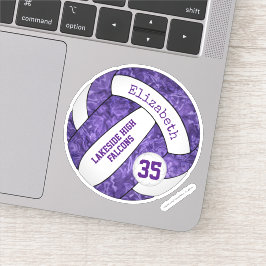 Adesivo voleibol feminino púrpura com nome mascote escolar