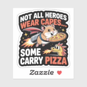 Adesivo Voo Hero Hamster Pizza - Jetpack Engraçado