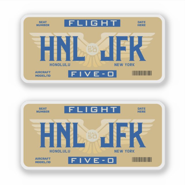 Adesivo Voo Honolulu para Nova Iorque 5-0 (Frente)
