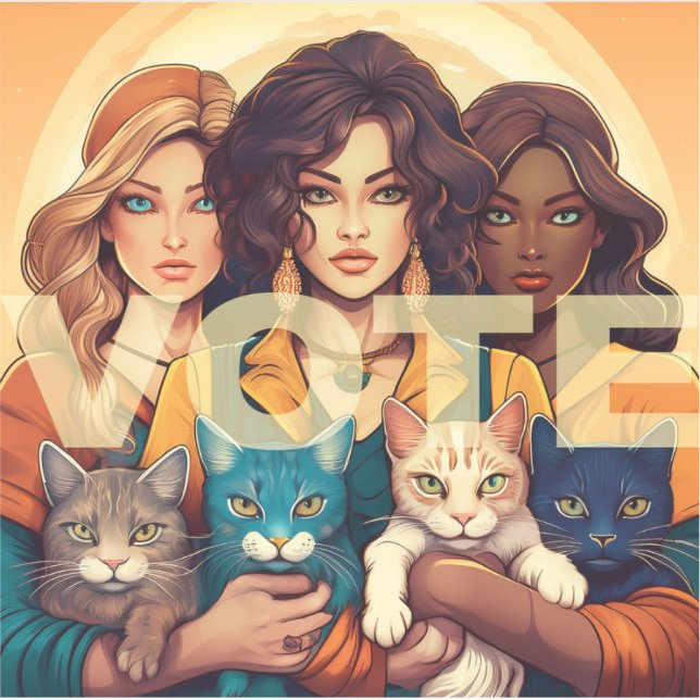 Adesivo VOTAÇÃO para Mulheres de Gato Sem Fios (Frente)