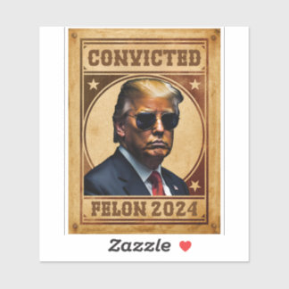 Adesivo Voto a favor do condenado Felon Trump Mugshot