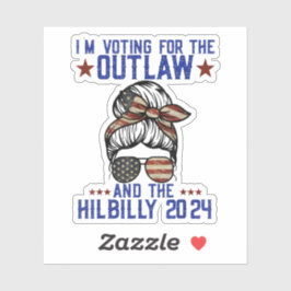 Adesivo Voto a favor do Outlaw e do Hillbilly 2024
