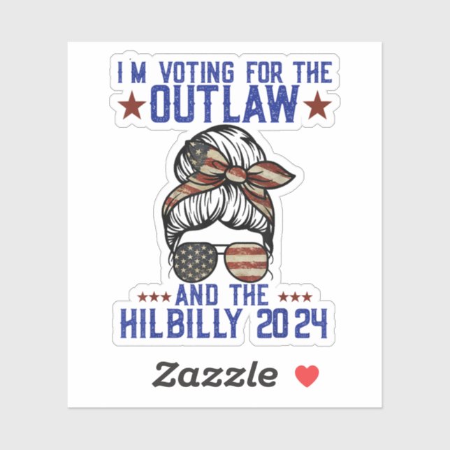 Adesivo Voto a favor do Outlaw e do Hillbilly 2024 (Folha)