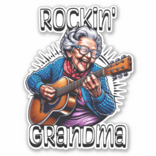 Adesivo Vovó Rockin 'Quadrinho Engraçado 