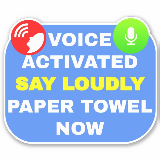 Adesivo Voz Ativada Diga Papel Alto Agora (Frente)