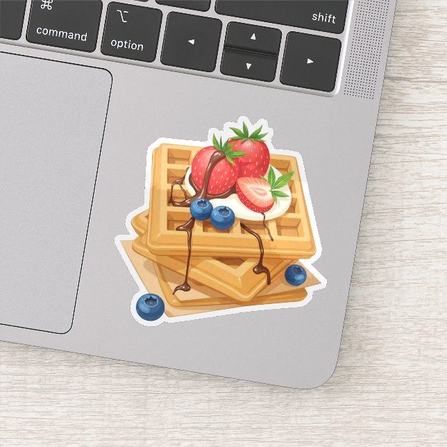 Adesivo Waffles Berry-Topped com Garoa de Chocolate (Detalhe)