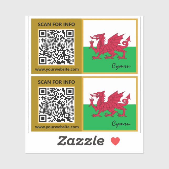 Adesivo Wales Modern QR Code Stickers, Welsh Flag (Folha)