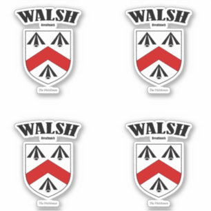 Adesivo Walsh Crest Tradução e Significado irlandês (x4)