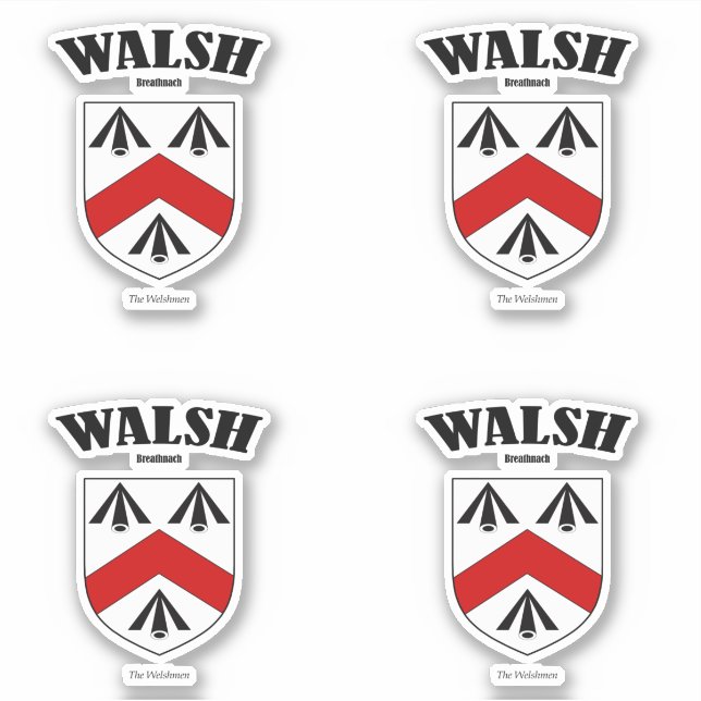 Adesivo Walsh Crest Tradução e Significado irlandês (x4) (Frente)