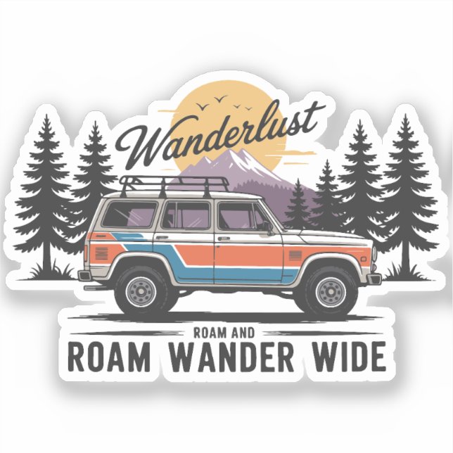 Adesivo Wanderlust Camper - Roam e Roam Wander Wide (Frente)