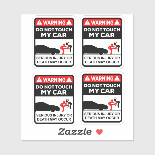 Adesivo Warning Do Not Touch My Car Vinyl Stickers (Folha)