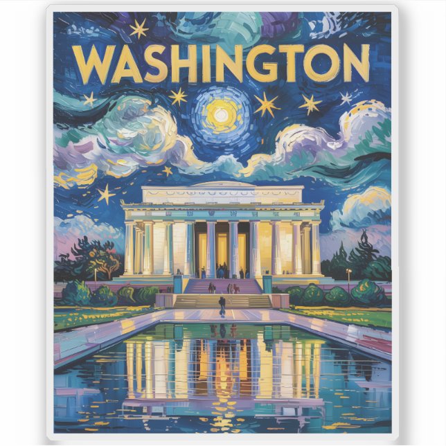 Adesivo Washington DC Lincoln Memorial Vibrant Van Gogh (Frente)