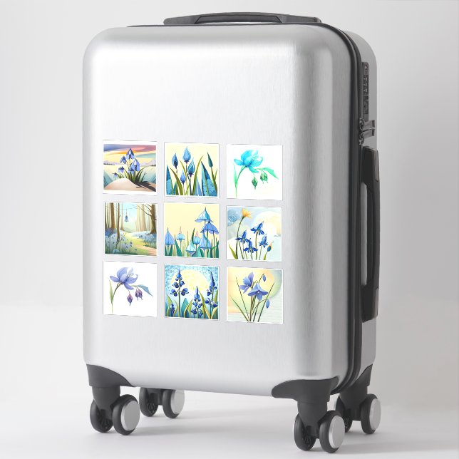 Adesivo Watercolor Bluebell flores Scrapbook (Mala)