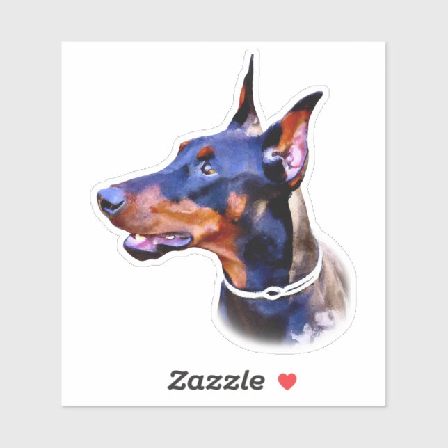 Adesivo Watercolor Doberman Pinscher (Folha)