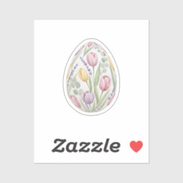 Adesivo Watercolor Floral Easter Egg Tulips Lavender 