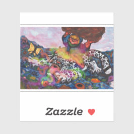 Adesivo Watercolor Illustration Fantasy Eros cavando Cat