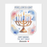 Adesivo Watercolor Menorah Happy Hanukkah<br><div class="desc">Itens temáticos de Feriado de Aquarelas Envie seus desejos com este Cartão de Feriado que contém um Chanucá Feliz e Incrível</div>