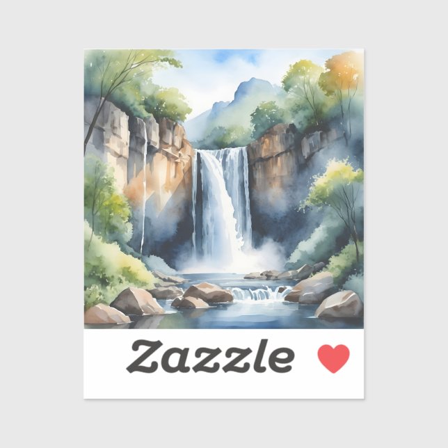 Adesivo Watercolor painted waterfall (Folha)