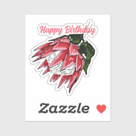 Adesivo Watercolor Protea Happy Birthday Sticker I