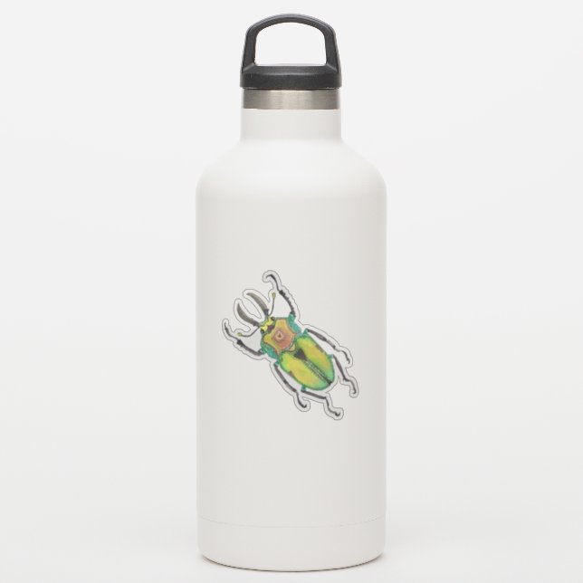 Adesivo Watercolor Rainbow Stag Beetle Love Inseto (Garrafa d'água)