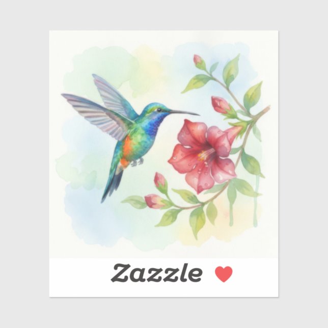 Adesivo Watercolor Small Hummingbird (Folha)
