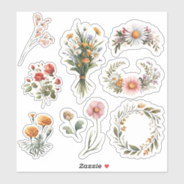 Adesivo Watercolor Wildflower Scrapbook Sticker Sheet 