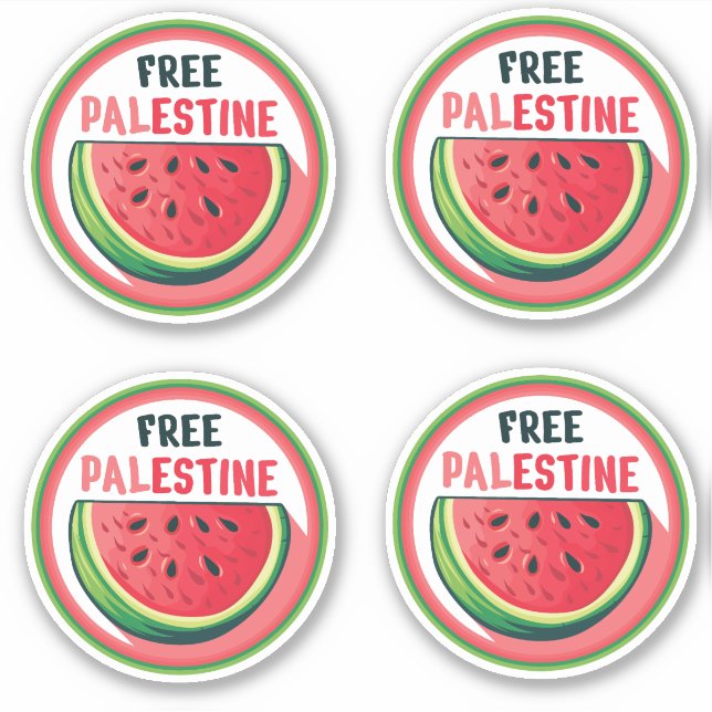 Adesivo Watermelon Palestine Free Colorfull (Frente)