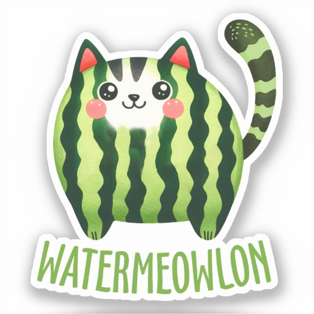 Adesivo WATERMEOWLON Watermelon Pun Picante Engraçado (Frente)