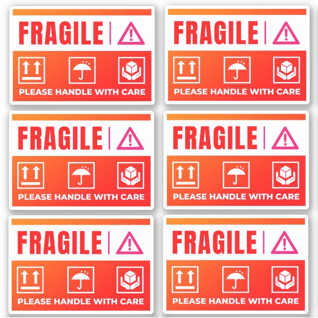 Adesivo Waterproof Fragile Stickers (Handle with Care) (Frente)