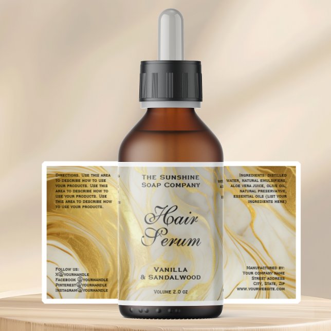 Adesivo Waterproof Ivory Gold Foil Dropper Bottle Label (Criador carregado)