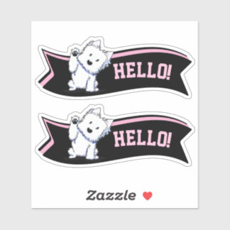 Adesivo Waving Westie Custom-Cut Vinyl Sticker