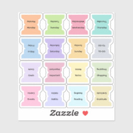 Adesivo Weekly Index Tab Journal Divider Colorful Foldable