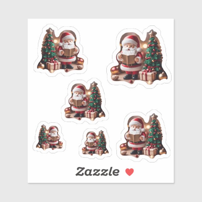 Adesivo Weihnachtsmann mit Tannenbaum in 3D - 6  (Folha)