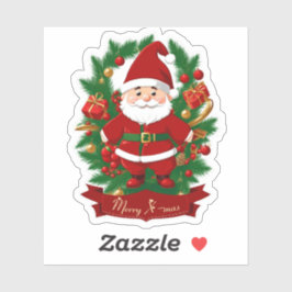 Adesivo Weihnachtsmann mit Tannenzweigen -