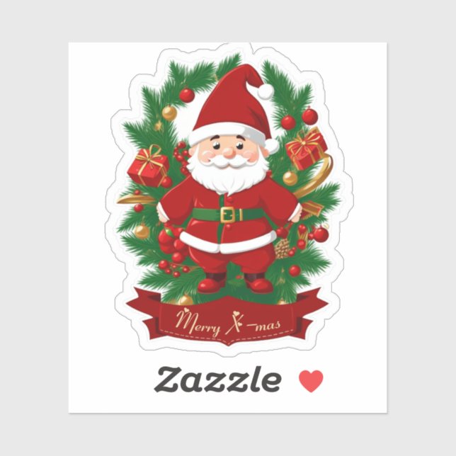 Adesivo Weihnachtsmann mit Tannenzweigen -  (Folha)