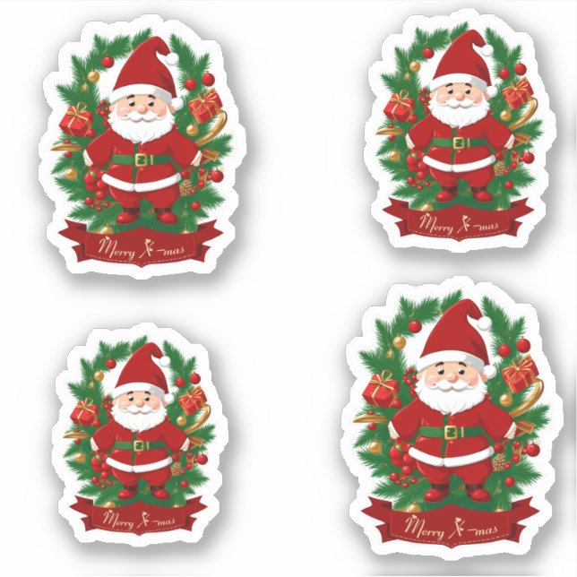 Adesivo Weihnachtsmann mit Tannenzweigen - 4  (Frente)