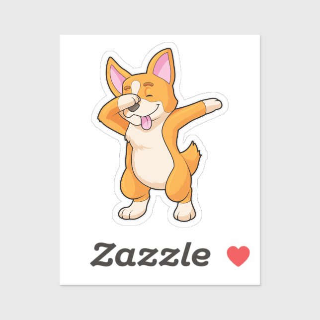 Adesivo Welsh Corgi no Hip Hop Dance Dab (Folha)