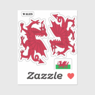 Adesivo Welsh Flag Sticker, Red Dragon - Cymru, País de Ga