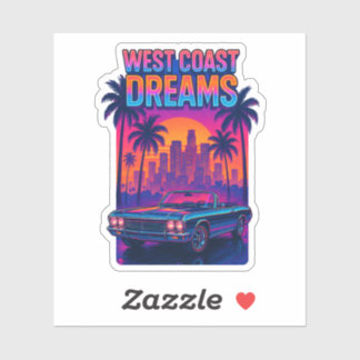 Adesivo West Coast Dreams – 1980s Synthwave Retro