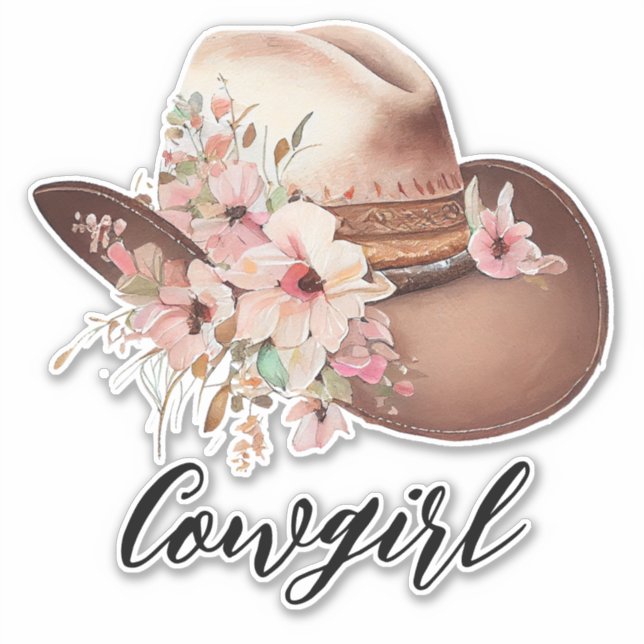 Adesivo Western Floral Cowgirl Hat (Frente)