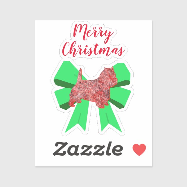 Adesivo Westie Dog Silhouette Natal Arco Verde (Folha)