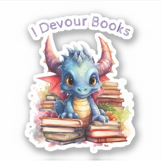 Adesivo *~* Whimsical AP88 Dragon READING LIVRO (Frente)
