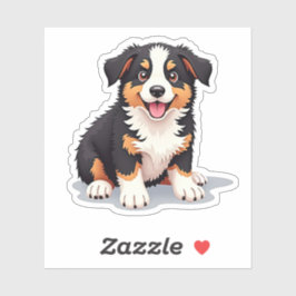 Adesivo Whimsical Australian Shepherd, Cartoon 3D Pup,