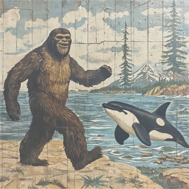 Adesivo Whimsical Bigfoot e Orca (Frente)
