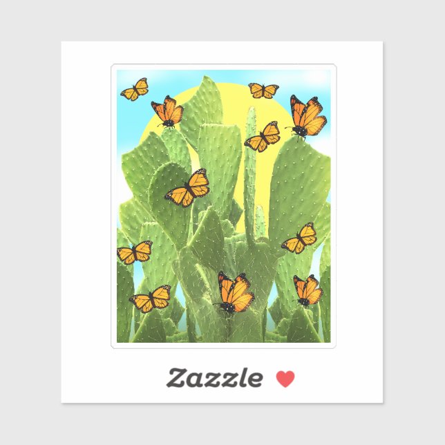 Adesivo Whimsical Cactus And Butterflies (Folha)